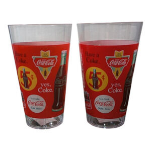 Vintage Style Coca-Cola Logo Tumbler - Drink Glasses - Brand New- Set Of 2 20 oz